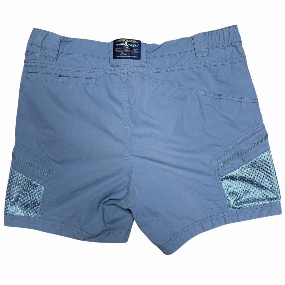 Hook & Tackle Fishing Gear Mens Shorts Size 36 Blue Cargo Zip Pocket Mesh Track - Picture 4 of 5